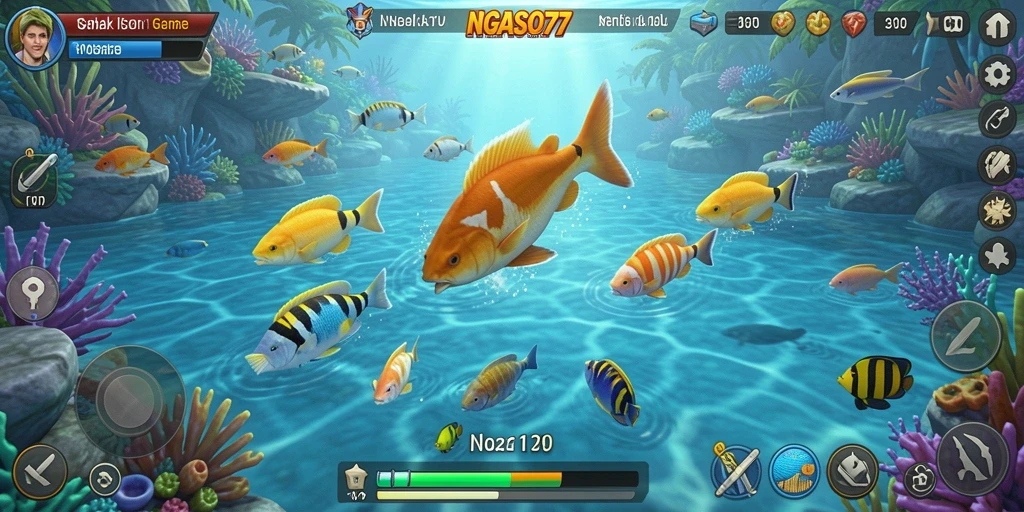 Tampilan gameplay seru saat menangkap ikan di NGASO77.