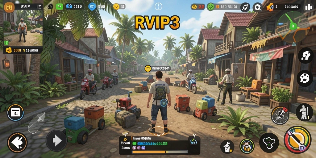 Screenshot gameplay RVIP3 menunjukkan interaksi karakter yang dinamis.